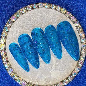 Blue Stiletto Press On Nails